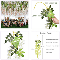 12 sztuk 45 cali sztuczne kwiaty glicynii fałszywe Wisteria Vine Ratta wiszące Garland jedwabne kwiaty ciąg dekoracja na przyjęcie ślubne 5